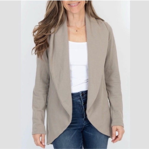 Standard James Perse Women's Size 3 Large Open Front Cardigan Tan 100% Cotton L - Picture 1 of 9
